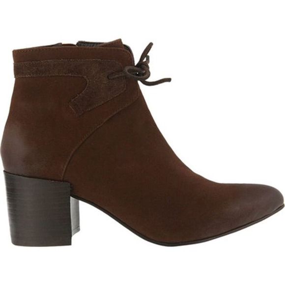 Azura Sz‎ 10.5 European Luxury Apolonia Brown Leather Tie Up Pointed Toe Bootie - Picture 2 of 10